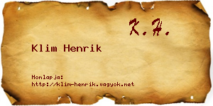 Klim Henrik névjegykártya